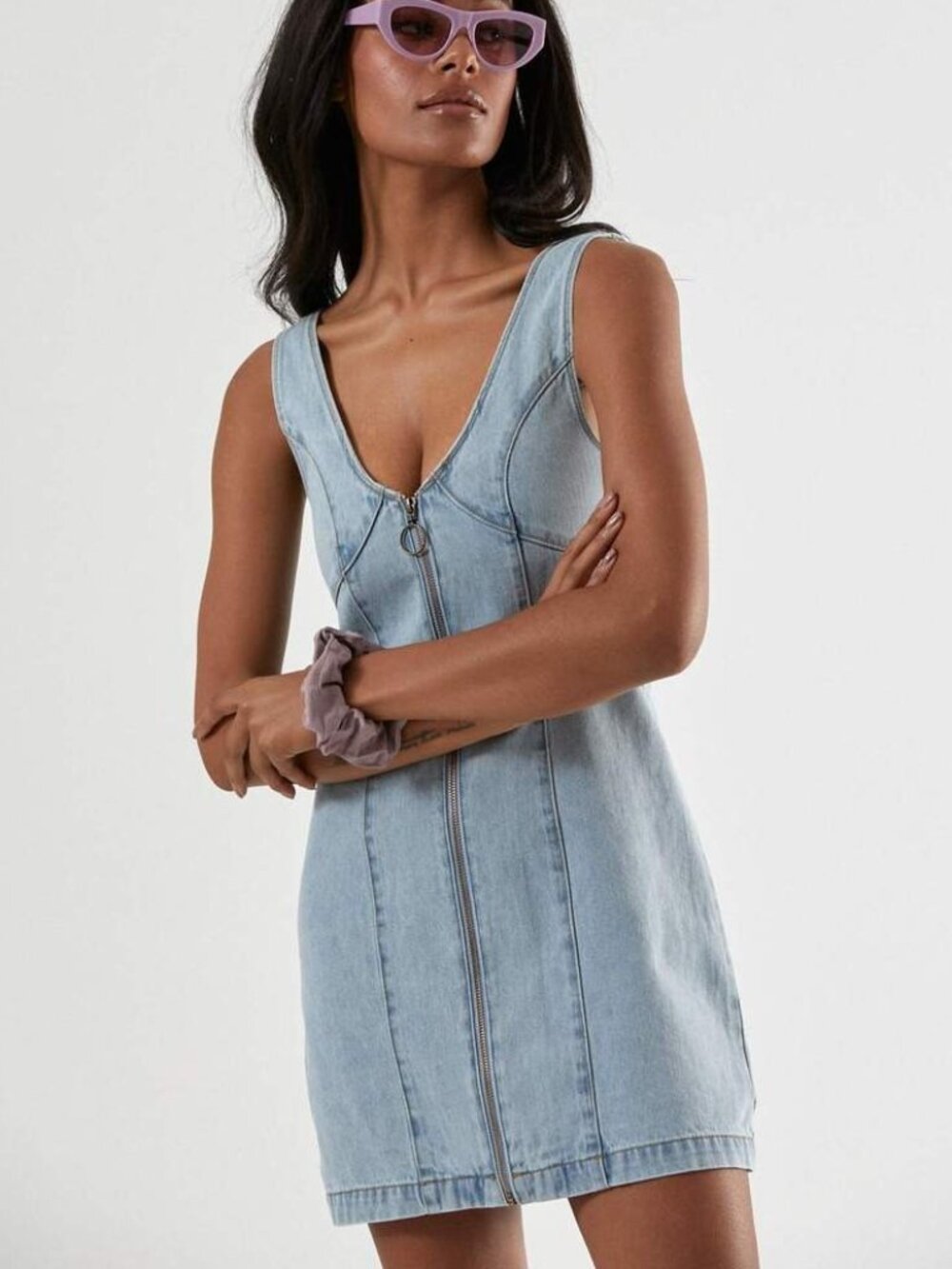 Afends Boulevard Hemp Denim Dress - Stone Blue - US 4 / AUS 8